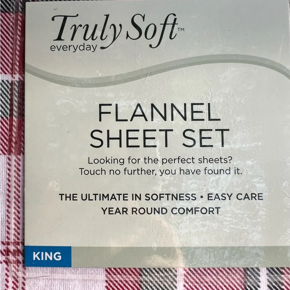 TRULY SOFT Tartan Plaid Flannel King Sheet Set NWT NEW